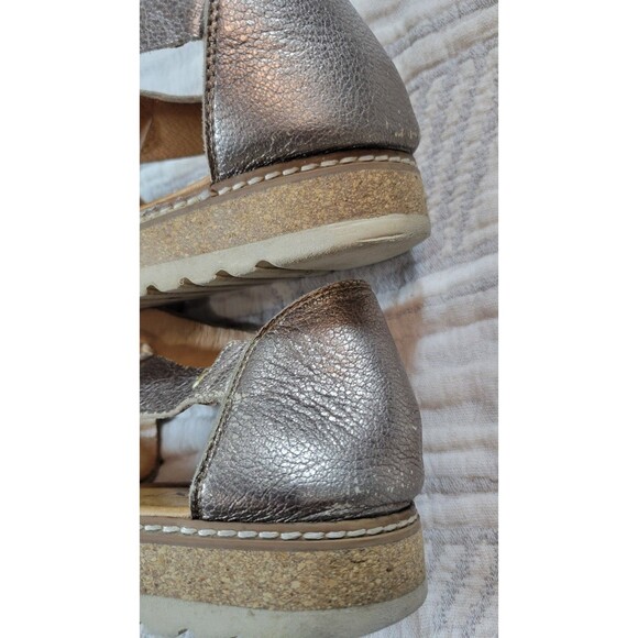 Pikolinos Metallic Leather Lace Up Sandals Size 41 Silver Gold Comfort Shoes - Picture 4 of 11